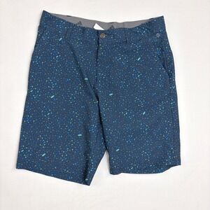Adidas 9" Golf Shorts Mens 30 Navy Blue Geometric Flag Print Stretch Performance